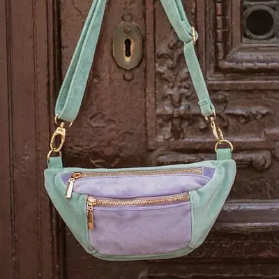 Emilia nerka welurowa miętowo-liliowa z personalizacją zdjęcie główne