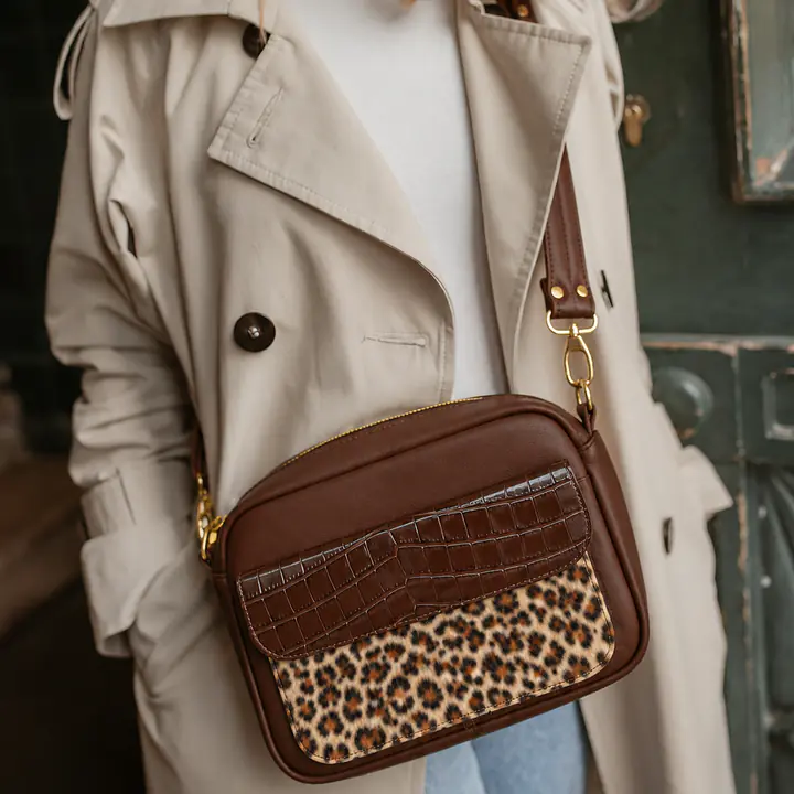 Regina brązowa torebka crossbody z panterką - Master